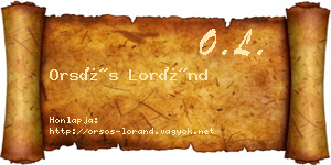 Orsós Loránd névjegykártya